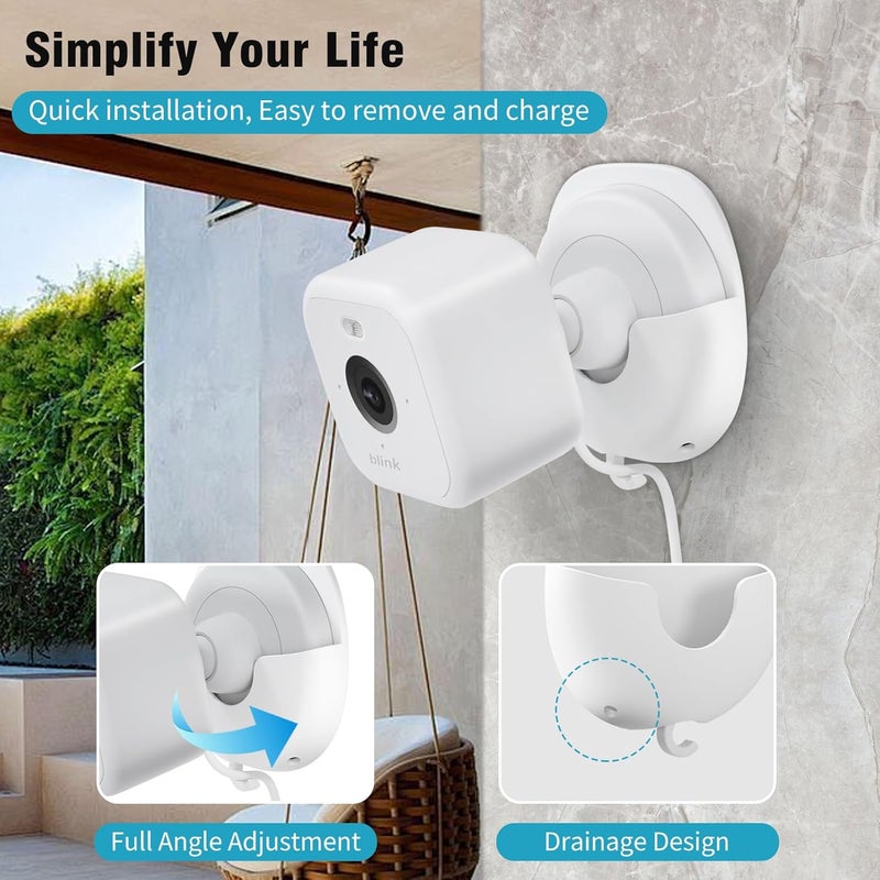 ibada Blink Wall Mount 3 Pack for Outdoor/Mini/Mini 2/Indoor Cameras, No Drill, Strong Adhesive, Damage-Free, Easy to Install (White) - Image 4